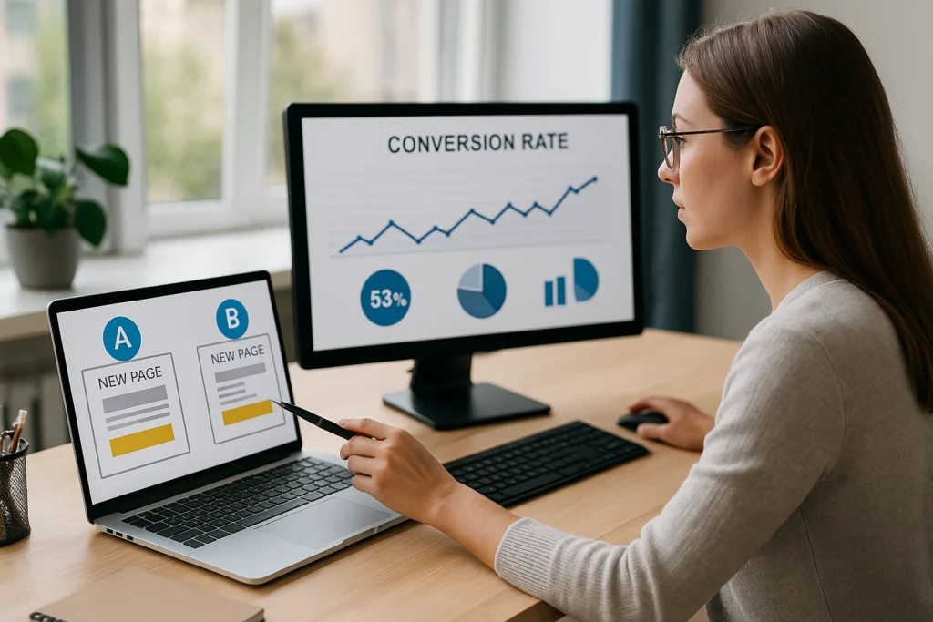 Testing landing pages and analyzing conversion rate metrics