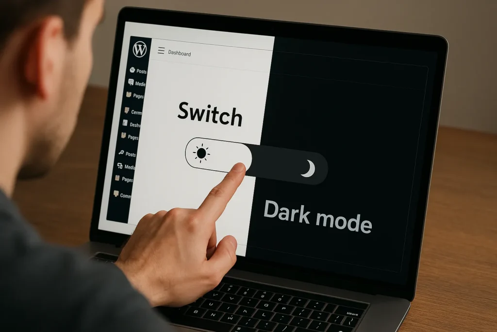 Switching WordPress website interface to dark mode.
