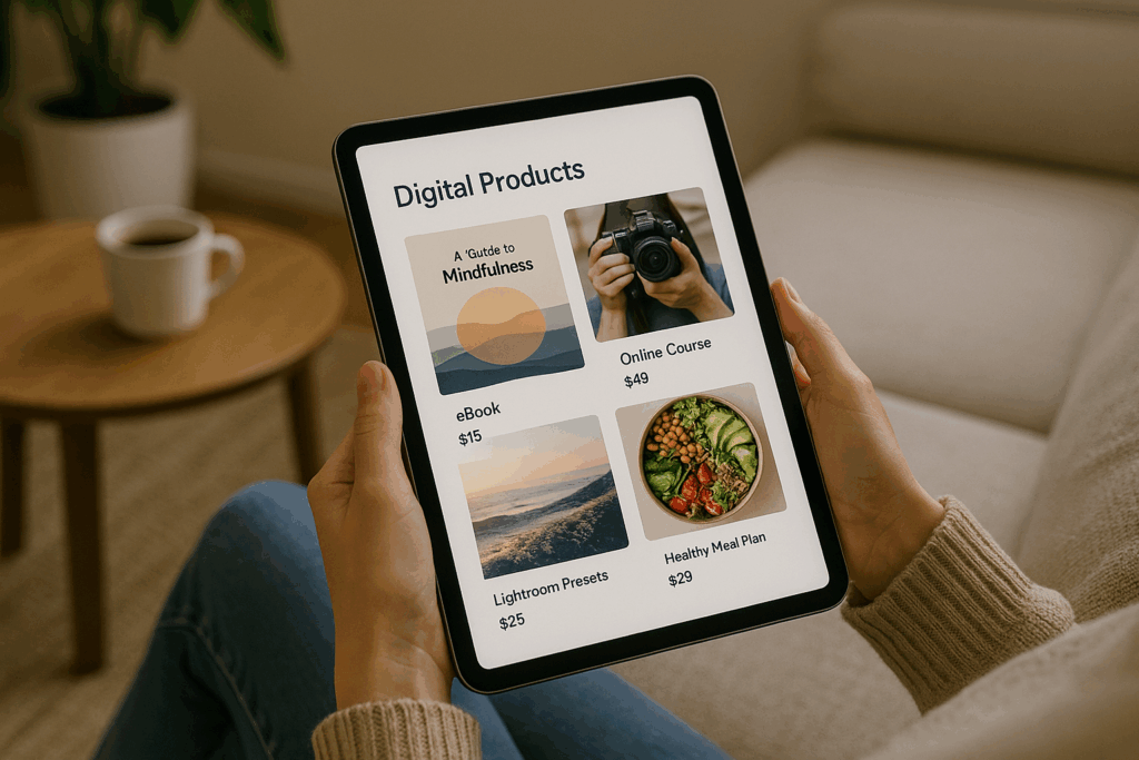 Browsing digital products on tablet