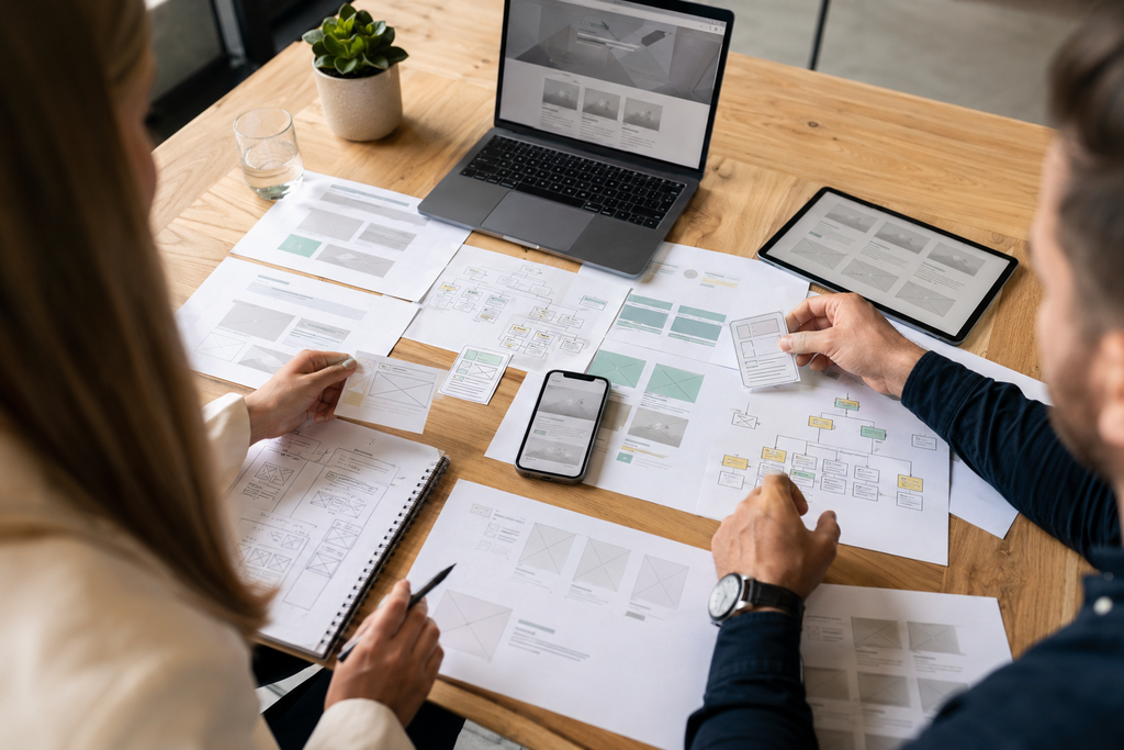 Website planning documents for long-term site structure