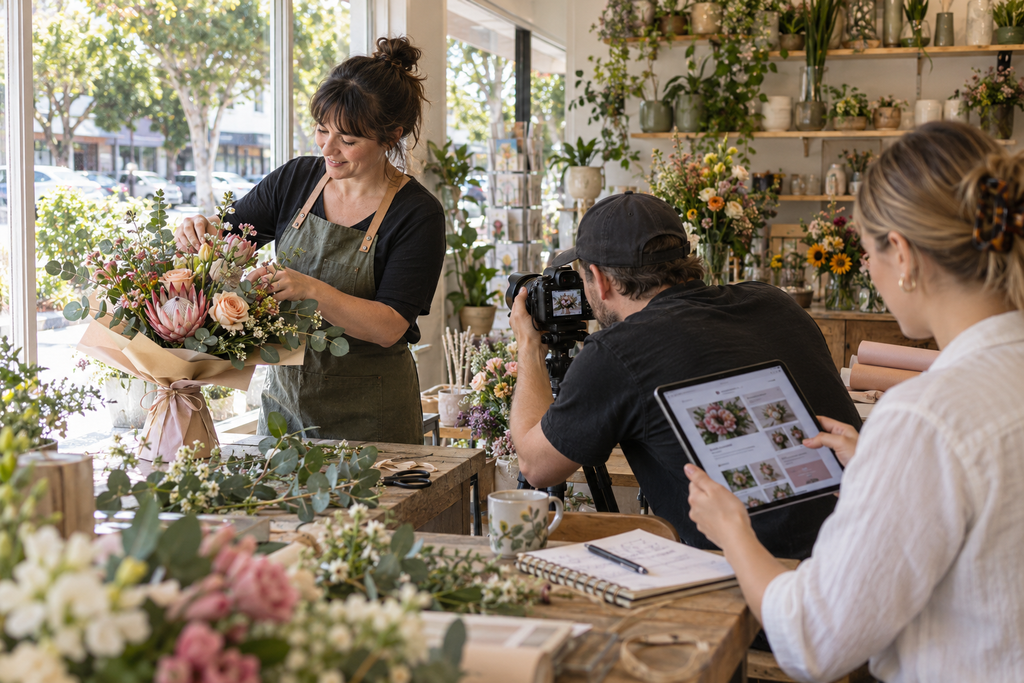 Florist producing fresh content for business website